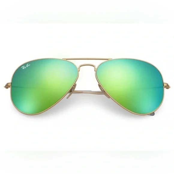 LIKE NEW Green Mirrored Ray Ban Aviator - Picture 4 of 11